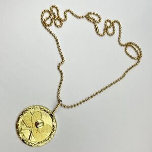 VTG Express Medal Gold Tone Tennis Racket Medal Pendant Necklace Sporty Retro
